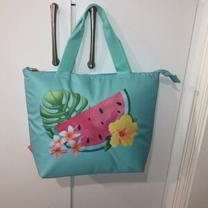 Insulated Cooler Bag NEW - Watermelon print,  teal -
